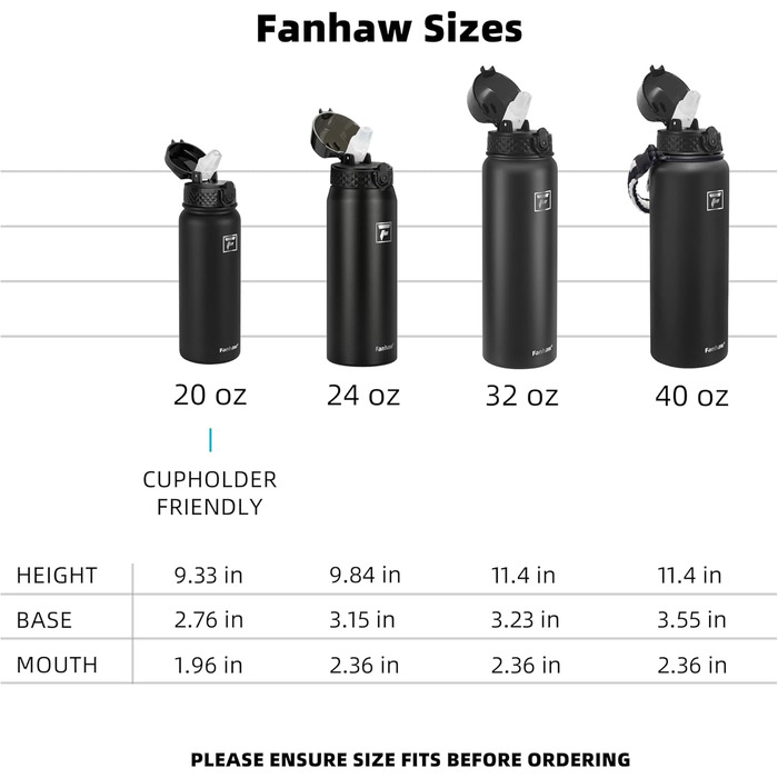 Фанав 600 мл, ізольована спортивна пляшка для води з трубочкою з нержавіючої сталі для школи, дітей, чоловіків та жінок (зелений)