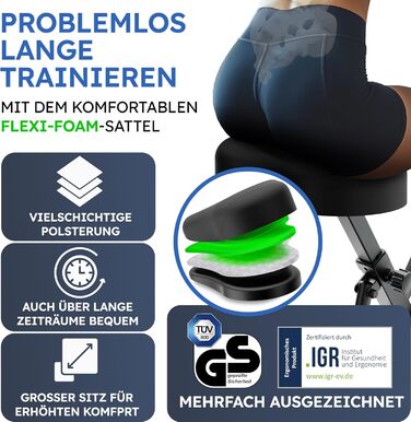 Ергометр для дому HELDENWERK: складаний, тихий, до 150 кг, FlexiFoam. Ідеально для дому та для людей похилого віку. Фітнес-велосипед, Hometrainer, Ergometer Heimtrainer