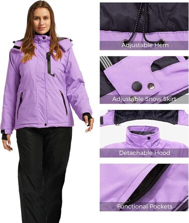 Wantdo Куртка для хайкінгу Daen Berg, водонепроникна вітрозахисна куртка-вітрівка з капюшоном, утеплена, для туризму та активного відпочинку (S, світло-фіолетовий)