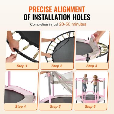 Батут дитячий VEVOR Outdoor 1545 мм з сіткою та баскетбольним кільцем, рожевий. Для дітей від 3 років.