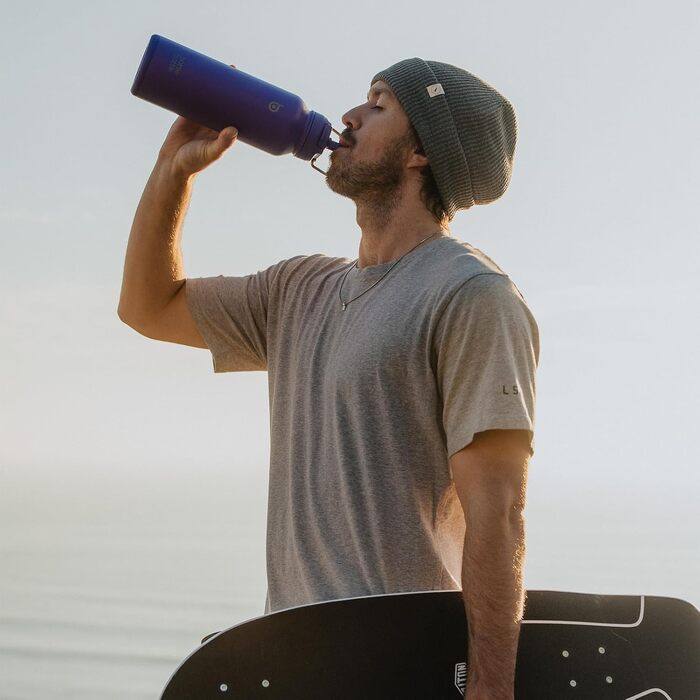 Спортивна пляшка BOTTLE BOTTLE, 1,2 л, нержавіюча сталь, ізольована, з трубочкою та контейнером для пігулок, темно-фіолетова