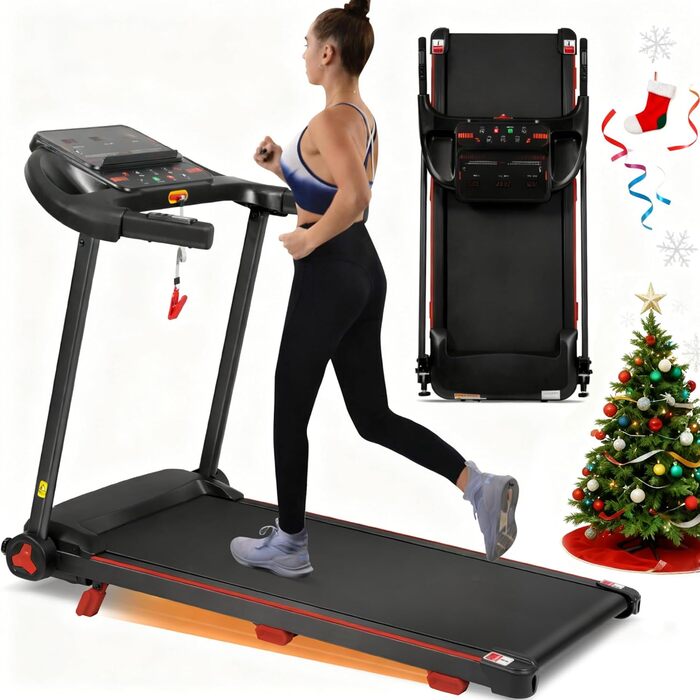 Біговий тренажер для дому, складаний, швидкість до 14 км/год, вантажопідйомність 120 кг, тримач для планшета, Bluetooth-динамік, німецька якість, USB-зарядка, кут нахилу 8%