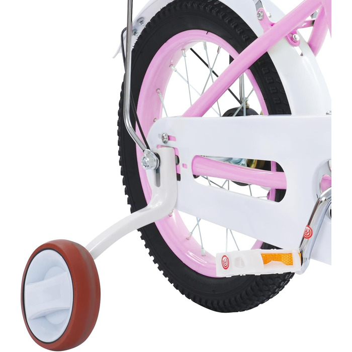 Дитячий велосипед 14 дюймів Retro стиль з додатковими колесами, заднім сидінням, кошиком, регульованою висотою. Підходить для дітей 3-7 років, рожевий.