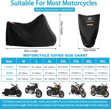 Мотоциклетний гараж Motorrad Garage Winterfest: захист від холоду та вологи, 600D Oxford, для зберігання мотоцикла, з вікном для номерного знаку, водонепроникний, з відбиваючими смугами, для використання на вулиці та в приміщенні (195x95x110 см)