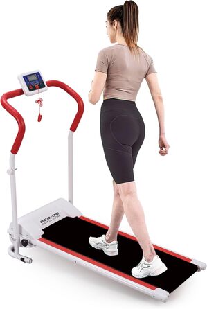 Біговий тренажер ECO-DE з LCD-дисплеєм, 1-10 км/год, 500 Вт, магнітна система безпеки, складаний, білий