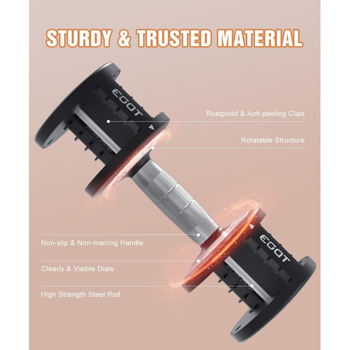 Регульовані гантелі, набір 2 шт., 5.7-25 кг, 5-в-1, гантелі з нековзким грифом та різнокольоровими дисками для дому, спортзалу, вантажний набір (25 кг, окремо)