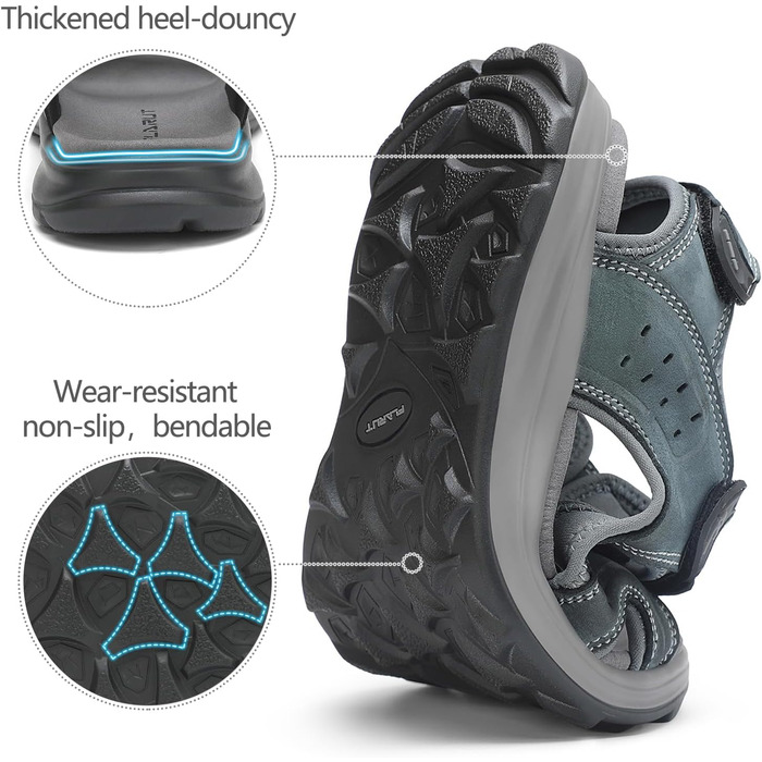 Чоловічі сандалі FLARUT для туризму та відпочинку на природі. Легкі сандалі з натуральної шкіри, сірого кольору, розмір 39 EU. Ідеальні для піших прогулянок, пляжу та активного відпочинку.