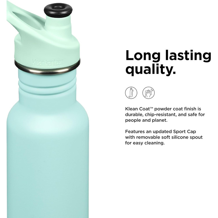 Пляшка Klean Kanteen Classic Narrow з нержавіючої сталі, з спортивною кришкою, пастельно-бірюзова, 800 мл