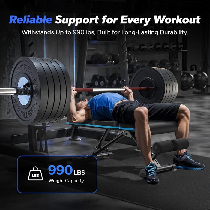 Регульована лава для тренажерів MERACH, 450 кг, швидке складання, підтримка голови, для дому, тренажерний зал, лава для жиму