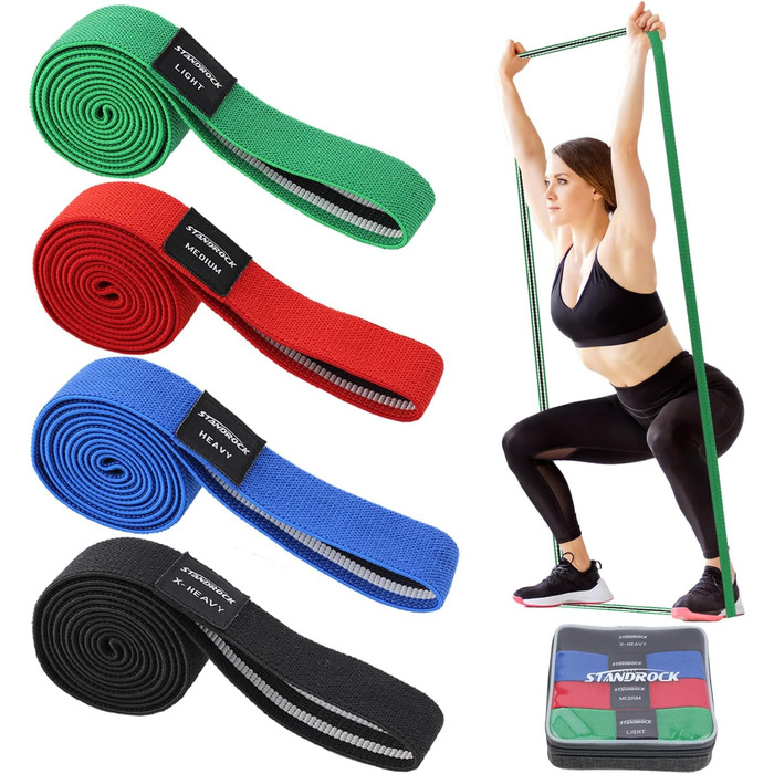 Набір еластичних стрічок для фітнесу, 6 шт. (3 Booty Bands + 3 довгі стрічки), для тренувань всього тіла, рожеві/фіолетові/зелені (зелені, червоні, сині, чорні)