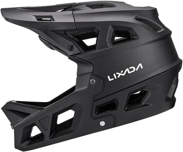 Повнолицевий велосипедний шолом Lixada для дорослих, чорний, M, для MTB, BMX, даунхіл, захисний шолом для гірського велосипеда
