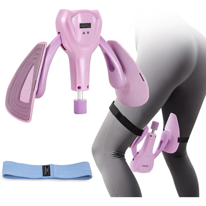 Набір для тренування м'язів тазового дна та стегон – Thigh Master з еластичною стрічкою | Тренажер для ніг вдома | Професійний тренажер для ніг для жінок та чоловіків для нарощування м'язів живота, ніг та сідниць