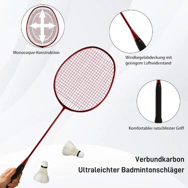 Набір для бадмінтону Federball: 2 ракетки, 2 воланчики, сумка (82 г, карбон)