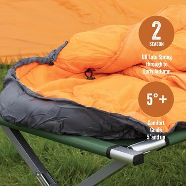 Спальний мішок Milestone Camping Mumienschlafsack сіро-помаранчевий, 2 сезони, для однієї людини, водонепроникний, з сумкою