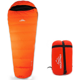 Сплячий мішок MOUNTREX® - ультралегкий, компактний (760г/1500г) - Outdoor, літній, 3-4 сезони (300г/м²) - мішковидний, для кемпінгу, подорожей, фестивалів - теплий, з'єднувальний (Orange, 3 сезони - 1500г (RV Links))