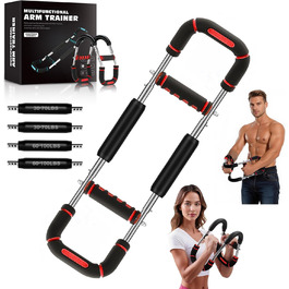 Тренування грудей Twister Armtrainer: 6 рівнів (30-50 кг / 30-150 фунтів), портативний тренажер з регульованою вагою - для дому, офісу та подорожей, червоний