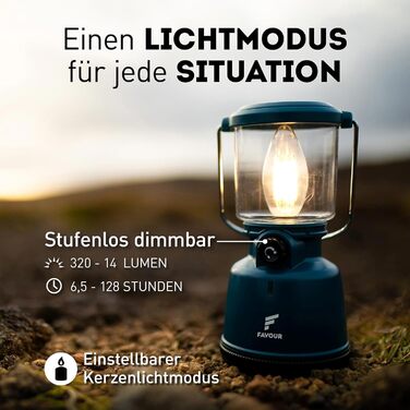 Ретро LED Ліхтар для Відпочинку на Відкритому Повітрі | Кемпінгова Лампа з Регулюванням Яркості, Ефект Свічки | LED Лампа на Акумуляторі, Водостійка (IP64), Ударостійка | Підвісна Лампа для Намету, Знімний Купол, Чорний, з Акумулятором (RETRO L0818 | Blue