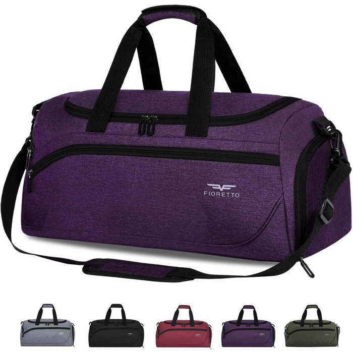 Спортивна та дорожня сумка FIORETTO 35L з відділенням для взуття та мокрих речей, водонепроникна, для тренувань, спортзалу, подорожей, плавання, сауни, футболу, фіолетовий