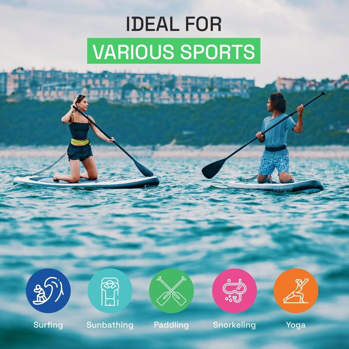 Надувна SUP-дошка Hiks 3,2 м з веслом, насосом, рюкзаком і страховкою, морська синя