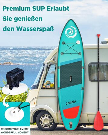 Надувна SUP-дошка Jolldo 320 см з веслом, насосом, рюкзаком, лейшою, водонепроникним кейсом і ремкомплектом, деревне забарвлення