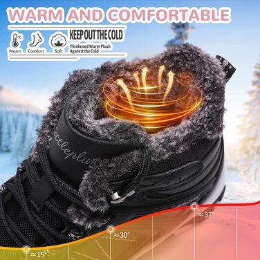 Зимові черевики ASHION для жінок: утеплені, водонепроникні, для прогулянок та походів, розмір 36-42, чорно-білі