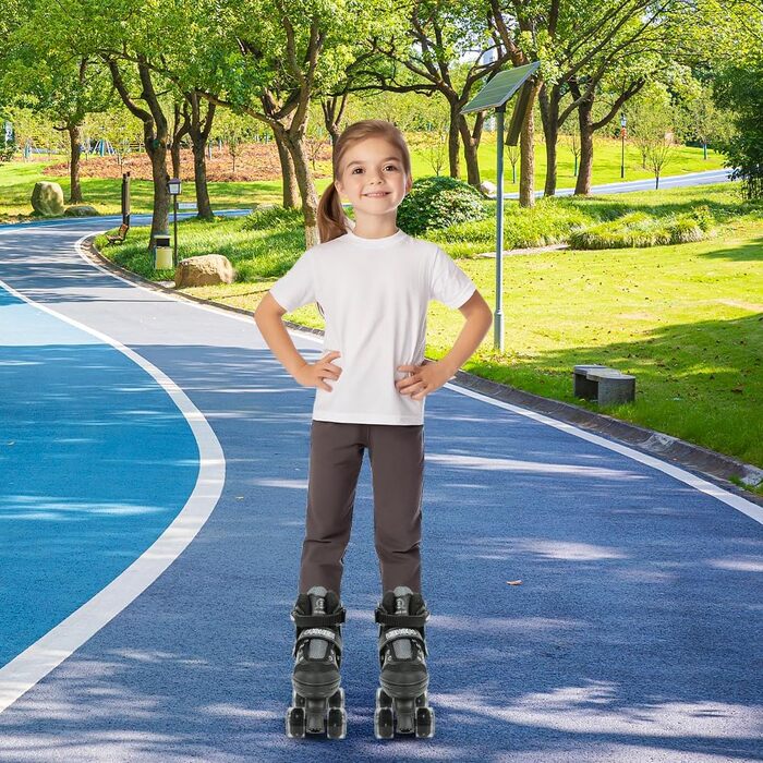 Дитячі ролики Supfine Inlineskates – регульовані, зі світлими колесами, розмір 31-38 (S/M), для дівчаток та хлопчиків, червоно-чорні