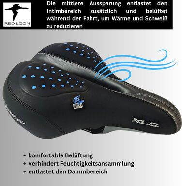 Сідло для велосипеда чоловіче, гелеве - Red Loon Globetrotter - для Citybike, комфортне, з водонепроникною кришкою, 245x225мм