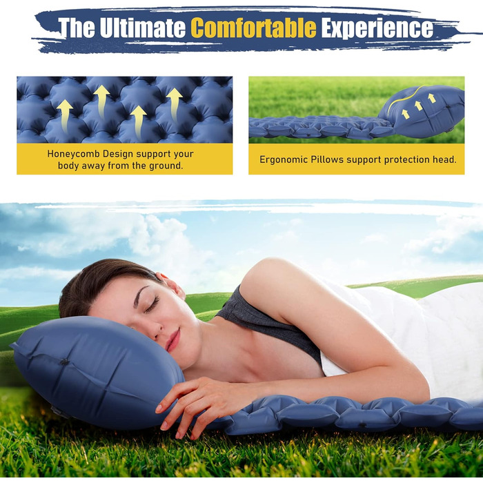 Килимок для кемпінгу Elegear Isomatte 2 особи, надувний, 120x200 см, для туризму та відпочинку на природі