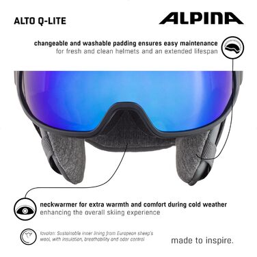 Лижний шолом Alpina Alto Q-Lite з посиленим захистом, контрастним візором, для дорослих, розмір 51-55 см, сірий-рожевий матовий