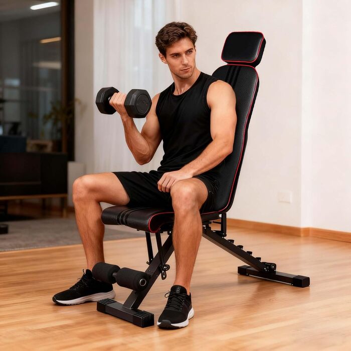 Складана лава для тренувань Hantelbank, 300 кг, регульована, багатофункціональна, для всього тіла