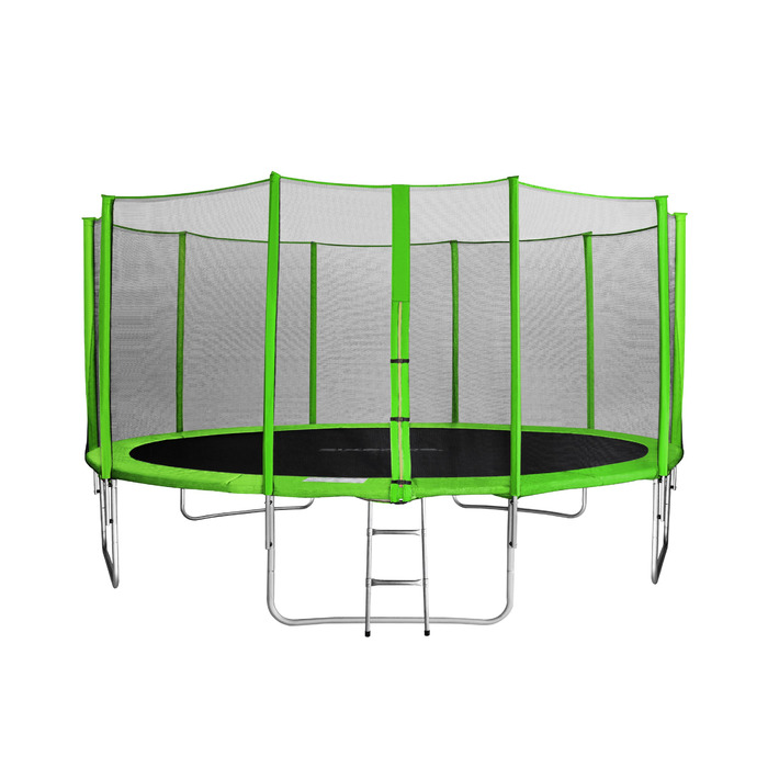 Трамплін для дітей SixBros. SixJump 1,85-4,60 м, повний комплект: сходи, сітка, захисний тунель, зелений