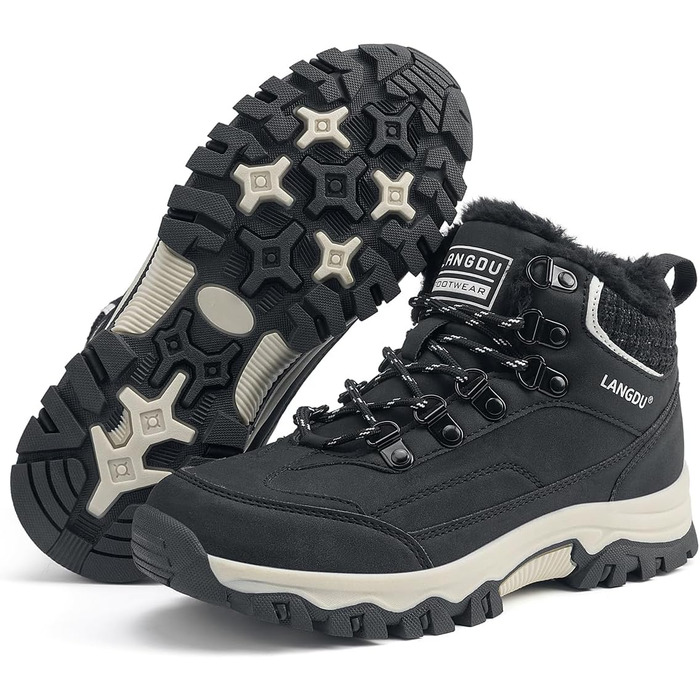 Зимові черевики жіночі, снігоступи, антиковзаючі, зимові черевики 37-42 EU (41 EU, Чорний)