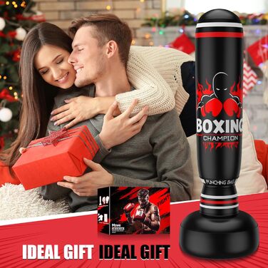 Боксерський мішок IMAYCC стоячий для дорослих та дітей з боксерськими рукавичками, посилений, 180 см, високоякісний PVC, для Муай Тай, Таеквондо, MMA, бокс, тренування, фітнес, червоно-чорний