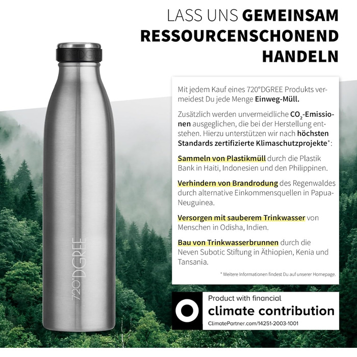 Термопляшка 750 мл Edelstahl з нержавіючої сталі 720°DGREE 'milkyBottle' - BPA Free, без витоку, для газованих напоїв, спорту, університету, школи, фітнесу, активного відпочинку та кемпінгу