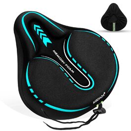 Накидка на сидіння велосипедного сидіння MSDADA з гелевою подушкою, широка, з ефектом пам'яті, для MTB, тренажерів, Peloton, зручна для жінок, чоловіків, літніх людей (чорний/бірюзовий)