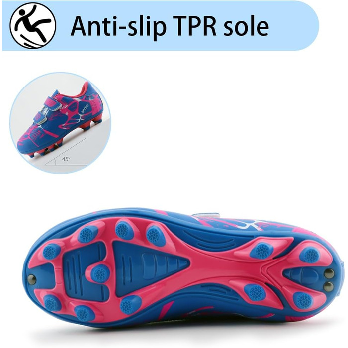 Дитячі футбольні бутси для хлопчиків та дівчаток, Outdoor, тренувальні, для штучного газону, шипові, Unisex, 28-37EU (37 EU, Рожевий)