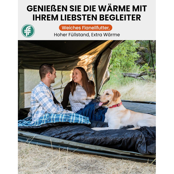 Сплячий мішок KingCamp Flannel для дорослих, 4 сезони, ультралегкий, бавовна, теплий, ковдровий, водонепроникний, для кемпінгу та повсякденного використання, чорний, L, блискавка