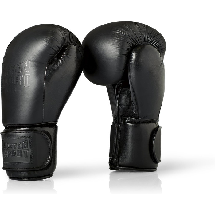 Боксерські рукавички Paffen Sport Black Logo, натуральна шкіра, 14 унцій, для спарингів і тренувань з боксу, кікбоксингу, муай тай, K1 та інших єдиноборств