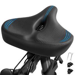 Надвелике велосипедне сидіння для Peloton Bike & Bike+ – комфортне замінне сидіння для чоловіків та жінок, широке сідло, сумісне з аксесуарами Peloton, для тренувальних, електро- та круїзерів. Колір: блакитний