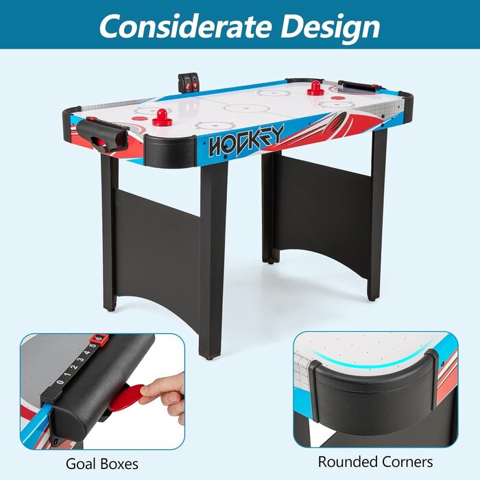 Тік-ток аерохокейний стіл HOMASIS з LED-підсвіткою та електронним лічильником очок, 12V мотор, комплект з 2 шайбами та 2 штовхачами, для дітей та дорослих