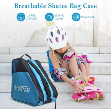 Сумка для ковзанів Baoblaze з регульованим плечовим ременем, дихаюча сумка для зберігання ковзанів, роликів, квадів (блакитна)