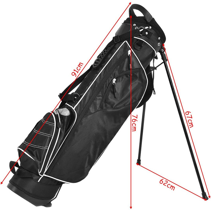 Чорна сумка для гольфу COSTWAY з підставкою, водонепроникною кришкою та 4 відділеннями, легка переносна сумка з відділенням для головок та ременем, для жінок та чоловіків