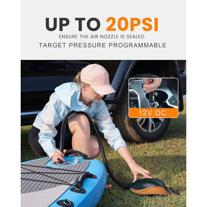 Електричний надувний насос OutdoorMaster Dolphin 20PSI для SUP, човнів та водного спорту (оранжевий)