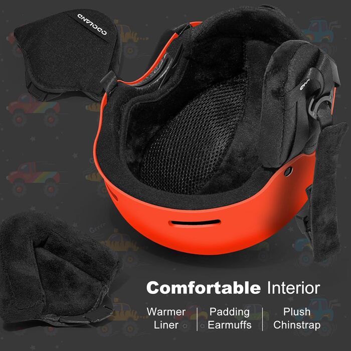 Дитячий гірськолижний шолом та маска Odoland, гірськолижний шолом для хлопчиків та дівчаток, регульований, помаранчевий (XS 49-53 см)