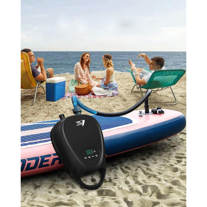 Електрична акумуляторна повітряна помпа для SUP-дошок AGT, 70 л/хв, 12 В, 1,38 бар/20 psi