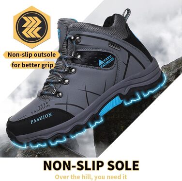 Чоловічі трекінгові черевики Littleplum: водонепроникні, дихаючі, з антиковзкою підошвою, високий верх, спортивні, сірий, 41 EU