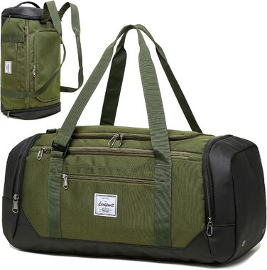 Дорожня сумка-рюкзак Laripwit 40L, армійсько-зелена, з відділенням для взуття і вологих речей, середня спортивна сумка для подорожей, унісекс