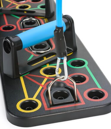 Gymtek Складане дошка для віджимань - дошка для віджимань з ручками для віджимань для тренування всього тіла & Ефективні віджимання - багатофункціональна дошка для віджимань - фітнес-обладнання для дому з еспандером