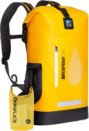 Водонепроникний рюкзак IDRYBAG 30L, жовтий - для каякінгу, кану, кемпінгу та піших прогулянок