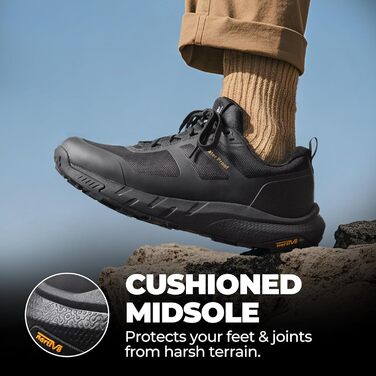 Чоловічі водонепроникні трекінгові черевики NORTIV 42 EU, чорні. З підтримкою склепіння стопи для туризму, кемпінгу, тенісу та активного відпочинку